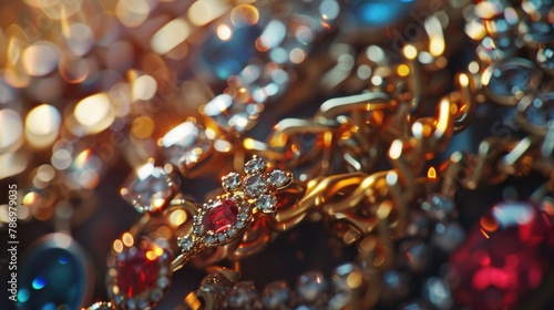 Close up of a stunning collection of jewelry. Perfect for fashion or luxury concepts © Fotograf