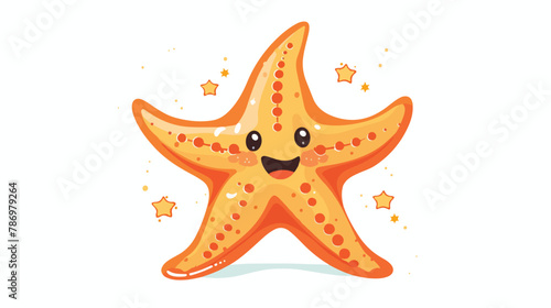 Cute happy starfish cartoon character Sea animal vector