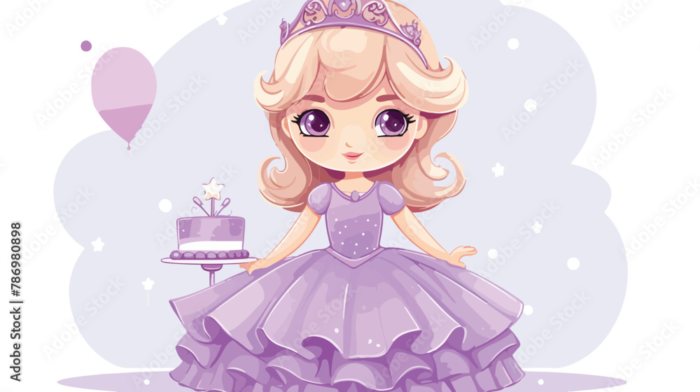 Cute little princess in a lilac skirt Colored vector