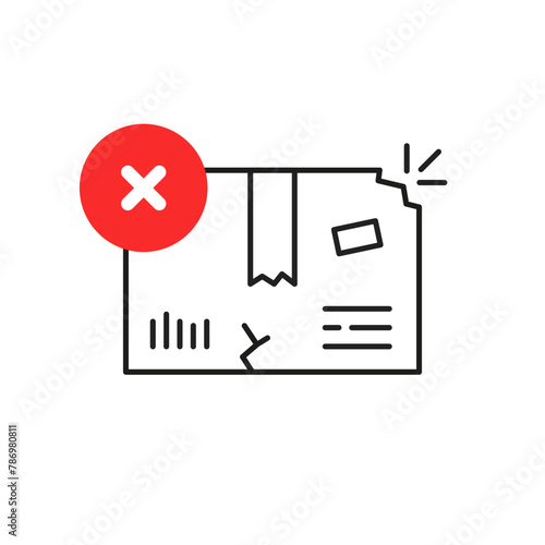 delivery icon with thin line damaged parcel
