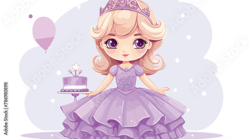 Cute little princess in a lilac skirt Colored vector
