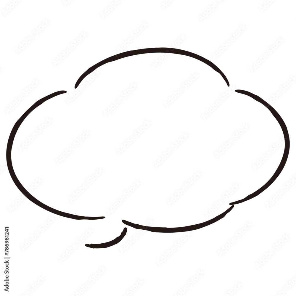 シンプルでおしゃれな手描きの吹き出し（白黒・単体・横書き）