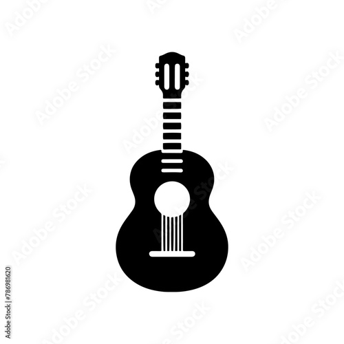 Black Vector Silhouette of a Guitar, Symbol of Musical Harmony and Expression- Guitar Illustration- Guitar vector stock.
