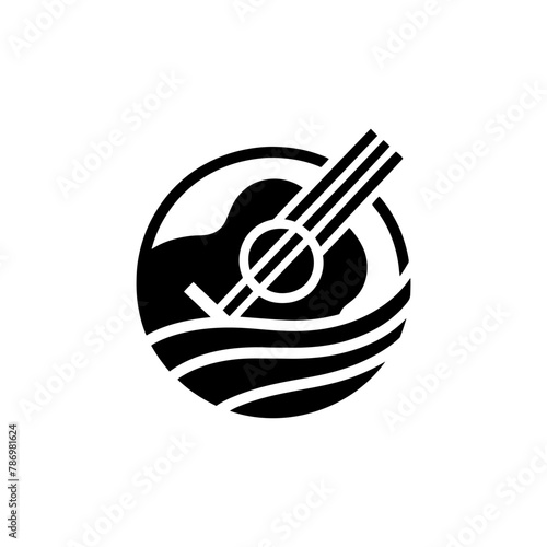 Black Vector Silhouette of a Guitar, Symbol of Musical Harmony and Expression- Guitar Illustration- Guitar vector stock.