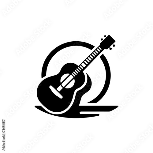 Black Vector Silhouette of a Guitar, Symbol of Musical Harmony and Expression- Guitar Illustration- Guitar vector stock.