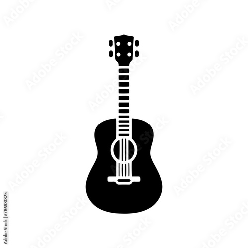 Black Vector Silhouette of a Guitar, Symbol of Musical Harmony and Expression- Guitar Illustration- Guitar vector stock.