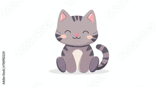 Cute sitting cat kawaii style. flat vector isolated