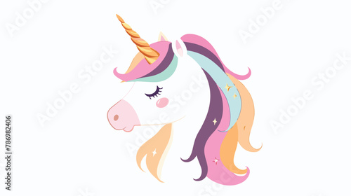 Cute unicorn face.Vector cartoon character illustration