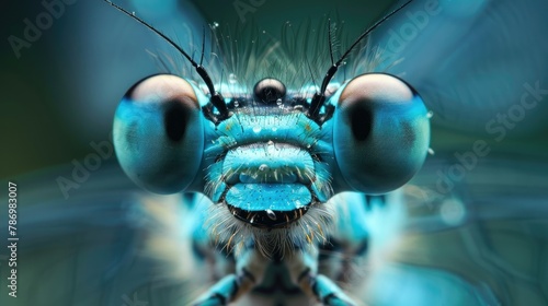 The appearance of a blue damselfly photo