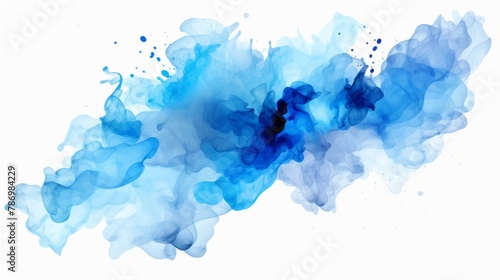 Blue splash of paint watercolor on paper. Abstract watercolor art hand paint on white background