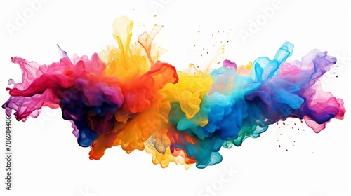 Abstract colorful multicolored colors painting illustration - watercolor splashes or stain, isolated on transparent background