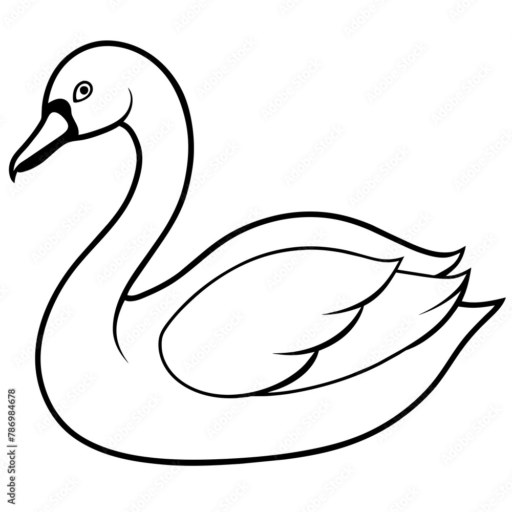 Obraz premium swan isolated mascot,swan silhouette,swan vector,icon,svg,characters,Holiday t shirt,black swan drawn trendy logo Vector illustration,swan line art on a white background