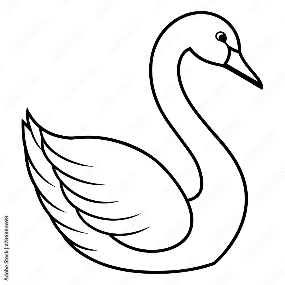 Obraz premium swan isolated mascot,swan silhouette,swan vector,icon,svg,characters,Holiday t shirt,black swan drawn trendy logo Vector illustration,swan line art on a white background