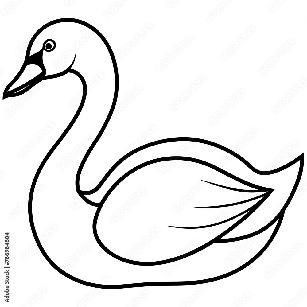 Obraz premium swan isolated mascot,swan silhouette,swan vector,icon,svg,characters,Holiday t shirt,black swan drawn trendy logo Vector illustration,swan line art on a white background