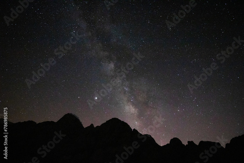 Milky way over the hills. Galaxy background image.