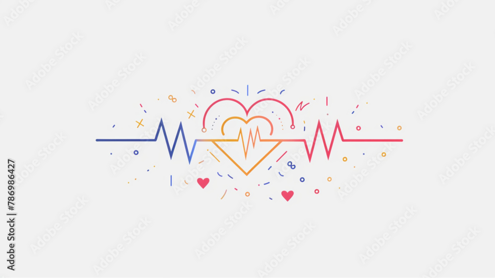 heart rhythm illustration with editable stroke