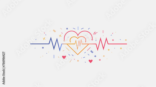 heart rhythm illustration with editable stroke