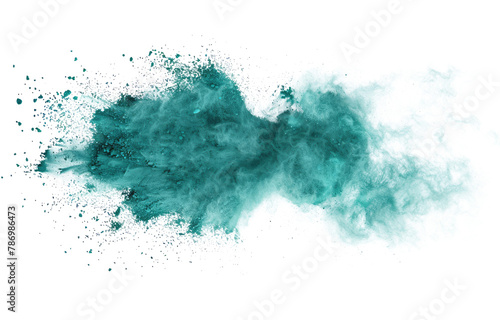 turkis color powder pulver explosion isolated on white or transparent png photo