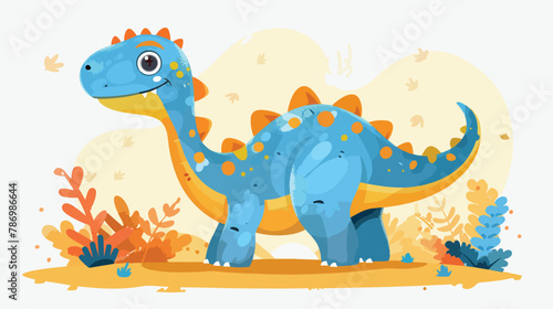 Dinosaur isolated on white background. Cute cartoon f © Vector