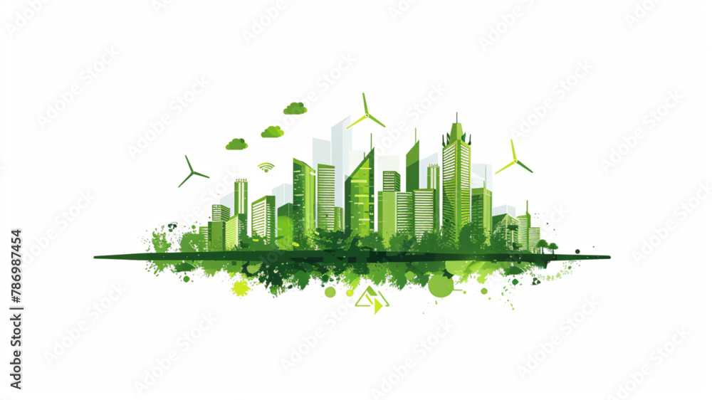 green sustainable city vector illustration Vector
