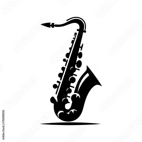 Black Vector Silhouette of a Saxophone, Symbol of Soulful Jazz and Rhythmic Blues- Saxophone Illustration- Saxophone vector stock
