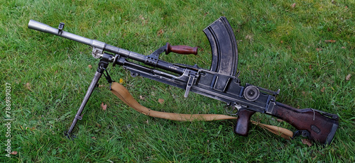 Vintage world war two infantry weapons. British BREN lightsquad machine gun.