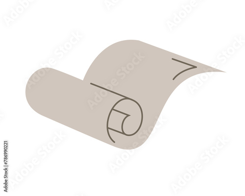 Paper sheet manuscript rolled into a scroll. Vector illustration