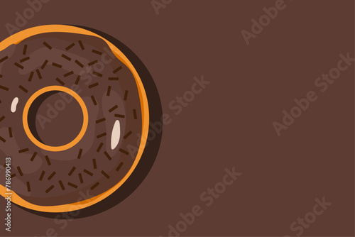 chocolate donut on brown background with place for text. vector