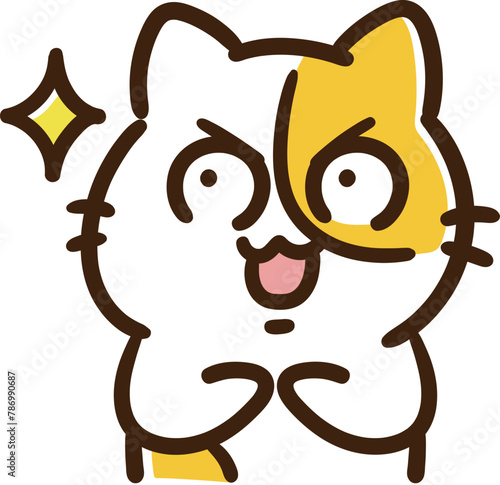 何かを企んで微笑むかわいいねこのキャラクターのコミカルなイラスト