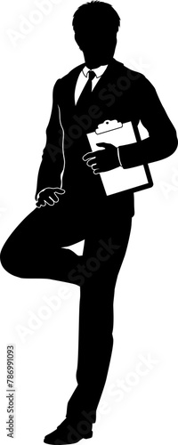 Business People Man With Clipboard Silhouette photo