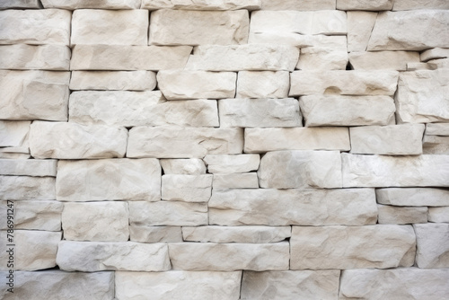A textured stone wall forms a sturdy and solid background, its rough surface adding character and depth to the architectural design.