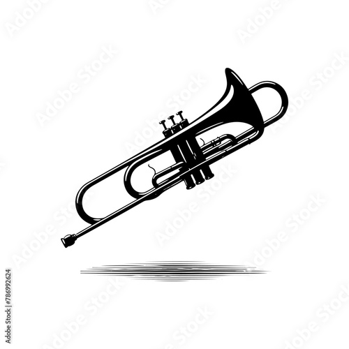Black Vector Silhouette of a Trombone, Emblem of Bold Brass Harmonies-Trombone Illustration- trombone vector stock