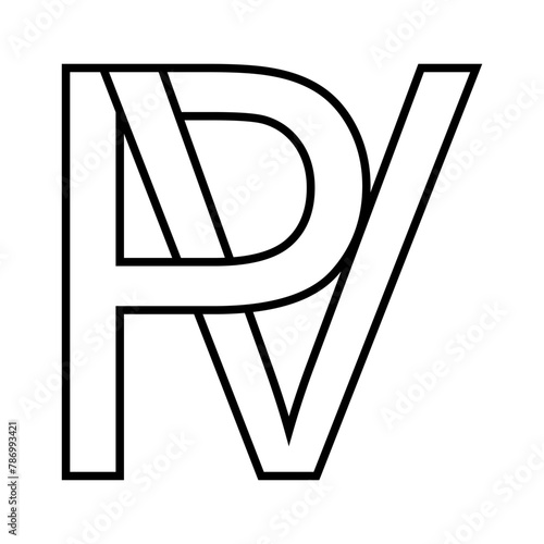 Logo sign pv vp icon double letters logotype p v