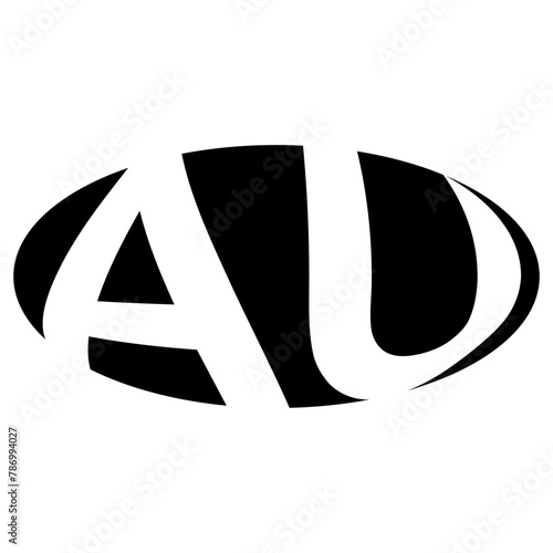 Oval logo double letter A U two letters au ua