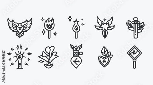 Fairy tail icons thin line art set. Black vector symbol © Vector