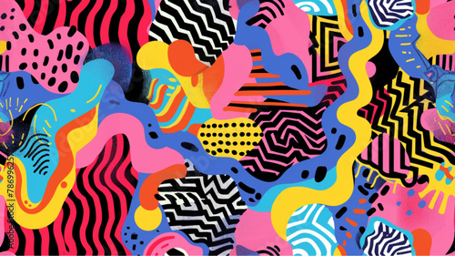 Psychedelic seamless pattern with geometric shape