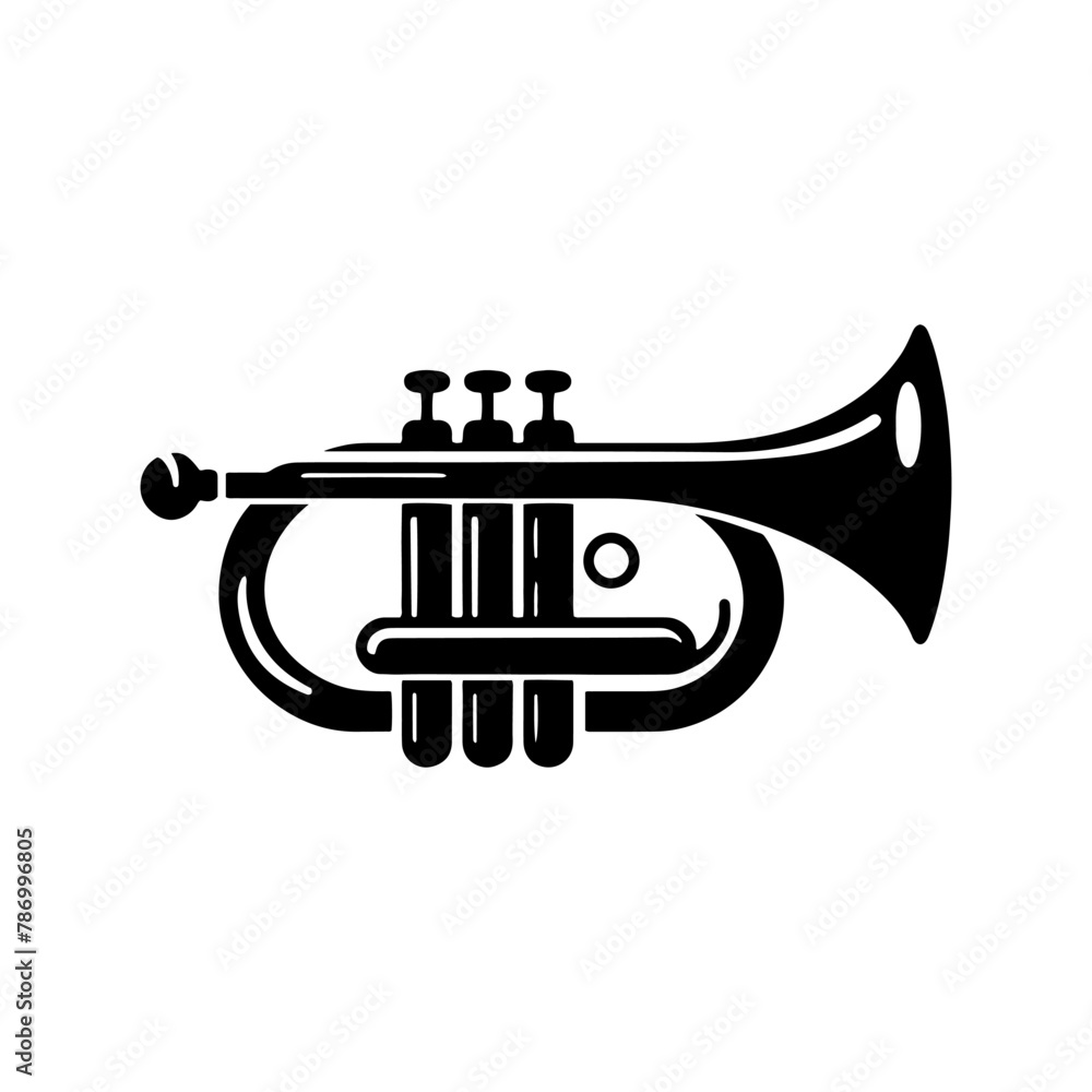 Black Vector Silhouette of a Trumpet, Symbolizing Vibrant Musical Brilliance and Soulful Jazz- trumpet Illustration- trumpet vector stock Black Vector Silhouette of a Trumpet, Symbolizing Vibrant Musical Brilliance and Soulful Jazz- trumpet Illustration- trumpet vector stock