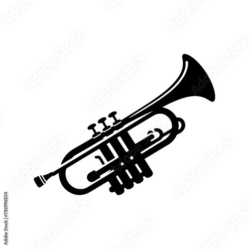 Black Vector Silhouette of a Trumpet, Symbolizing Vibrant Musical Brilliance and Soulful Jazz- trumpet Illustration- trumpet vector stock 