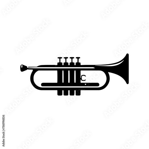 Black Vector Silhouette of a Trumpet, Symbolizing Vibrant Musical Brilliance and Soulful Jazz- trumpet Illustration- trumpet vector stock 