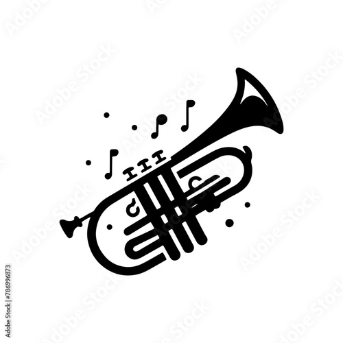 Black Vector Silhouette of a Trumpet, Symbolizing Vibrant Musical Brilliance and Soulful Jazz- trumpet Illustration- trumpet vector stock 