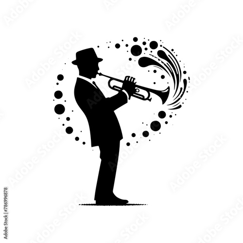 Black Vector Silhouette of a Trumpet, Symbolizing Vibrant Musical Brilliance and Soulful Jazz- trumpet Illustration- trumpet vector stock 