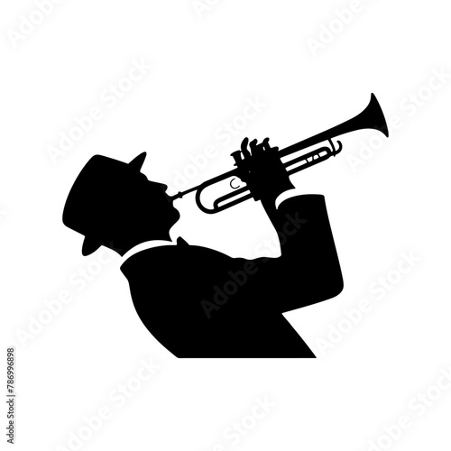 Black Vector Silhouette of a Trumpet  Symbolizing Vibrant Musical Brilliance and Soulful Jazz- trumpet Illustration- trumpet vector stock 
