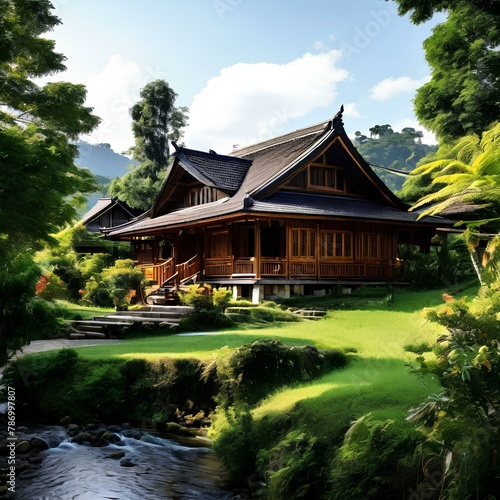 Wallpaper Mural Traditional oriental house, elegant and stylish house Torontodigital.ca