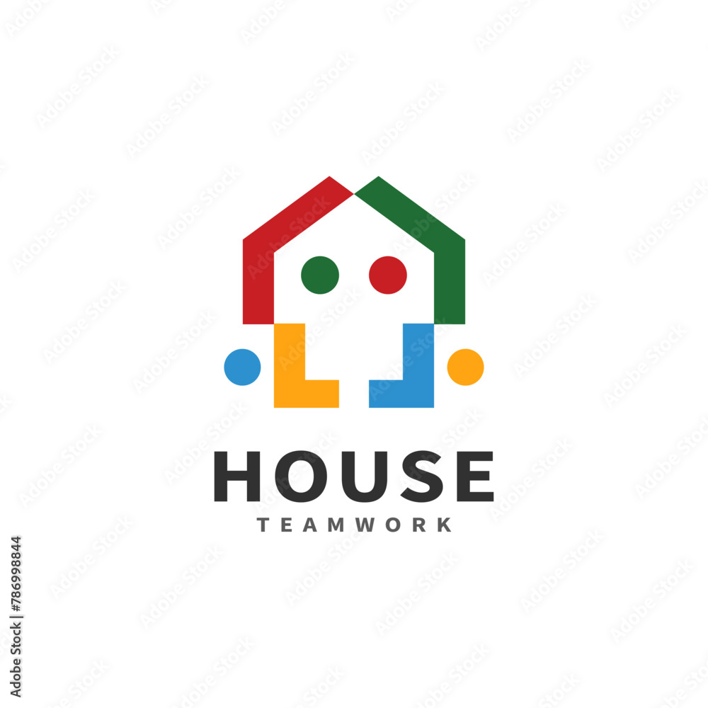 house people vector illustration team work logo design house people vector illustration team work logo design