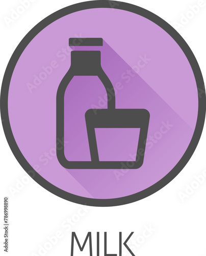 A milk dairy lactose bottle and glass food allergy icon concept. Possibly an icon for the allergen or allergy.