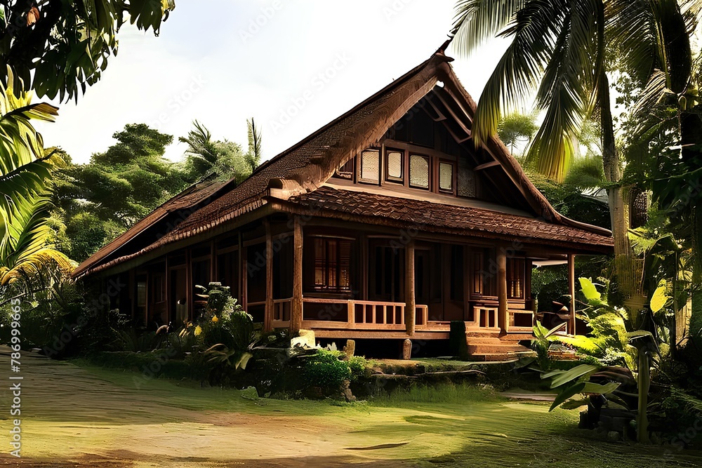 Fototapeta premium Traditional oriental house, elegant and stylish house