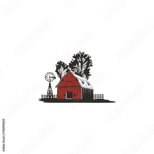 Vintage barn logo design wood build and house farm icon vector illustration