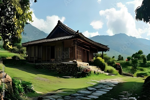 Traditional oriental house, elegant and stylish house photo