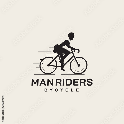 bicycle man riders silhouette logo design