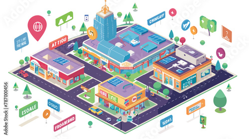 Shopping mall map concept vector. City shopping trade © Nobel